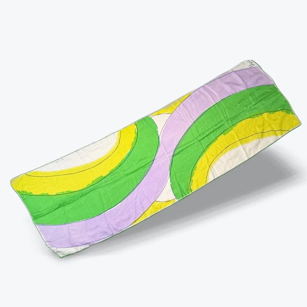 VTG Vera Neumann Silk Scarf Mid Century Modern 1950s Yellow Green Purple 44x15